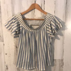 flowy off shoulder stripe dressy top shirt…